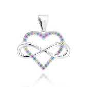 Pandantiv argint inima cu pietre multicolore si infinit DiAmanti Z1781CR_MUW-DIA